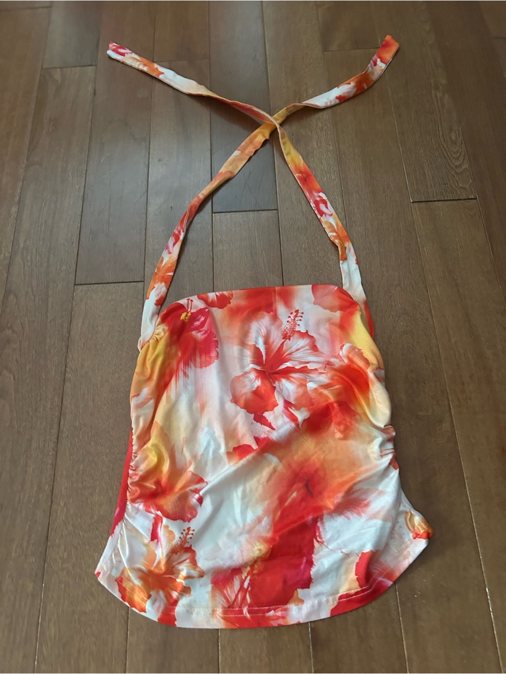 SHEIN Red Orange Yellow Floral Halter Top
